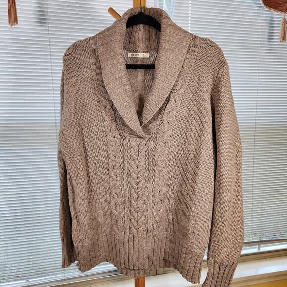 Old Navy XL $65 Oatmeal Cable Knit Fisherman Sweater Coastal Grandpa Core - Picture 1 of 9